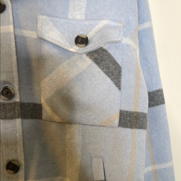 Casual Blue Plaid Women's Utility Jacket - Picture 3 of 4